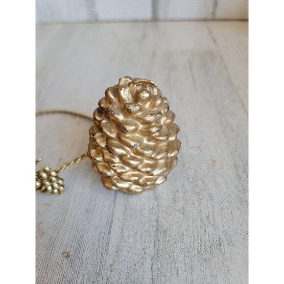 Pinecone Candle golden holder Xmas set unique decor - Picture 5 of 9
